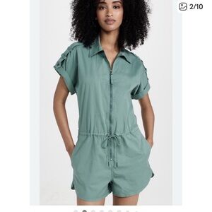 Pistola Meg Zip Front Utility Romper Mint Green S Euro Summer Resortwear Boho